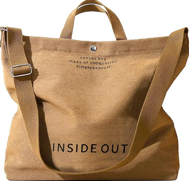 Large Tote Bag for Women, Canvas Bag Women Gift, Fashion Crossbody 16oz 100% Cotton Bag, Large Capacity Shoulder Bag (Chic Size (Large), Bri=own)