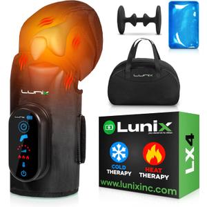 Lunix LX4 FSA Cordless Knee Massager with Heat, Compression & Vibration, Rechargeable Wrap for Knee, Calf & Thigh, Hot/Cold Therapy Option, Touchscreen Control for Everyday Comfort, Charcoal Black