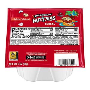  Malt-O-Meal Marshmallow Mateys® Breakfast Cereal, 2 Ounce Single Serve Bowls (Pack of 48) Best By Aug. 12, 2025
