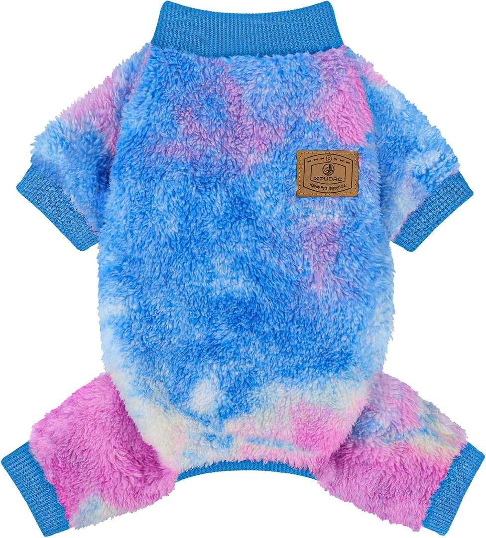 XPUDAC Dog Sweater, Dog Winter Clothes for Small Medium Dogs Girl Boy Fleece Doggy Pajamas for Winter Christmas, Tie-Dye01, X-Small (X-Small(Chest:10.6-13"))