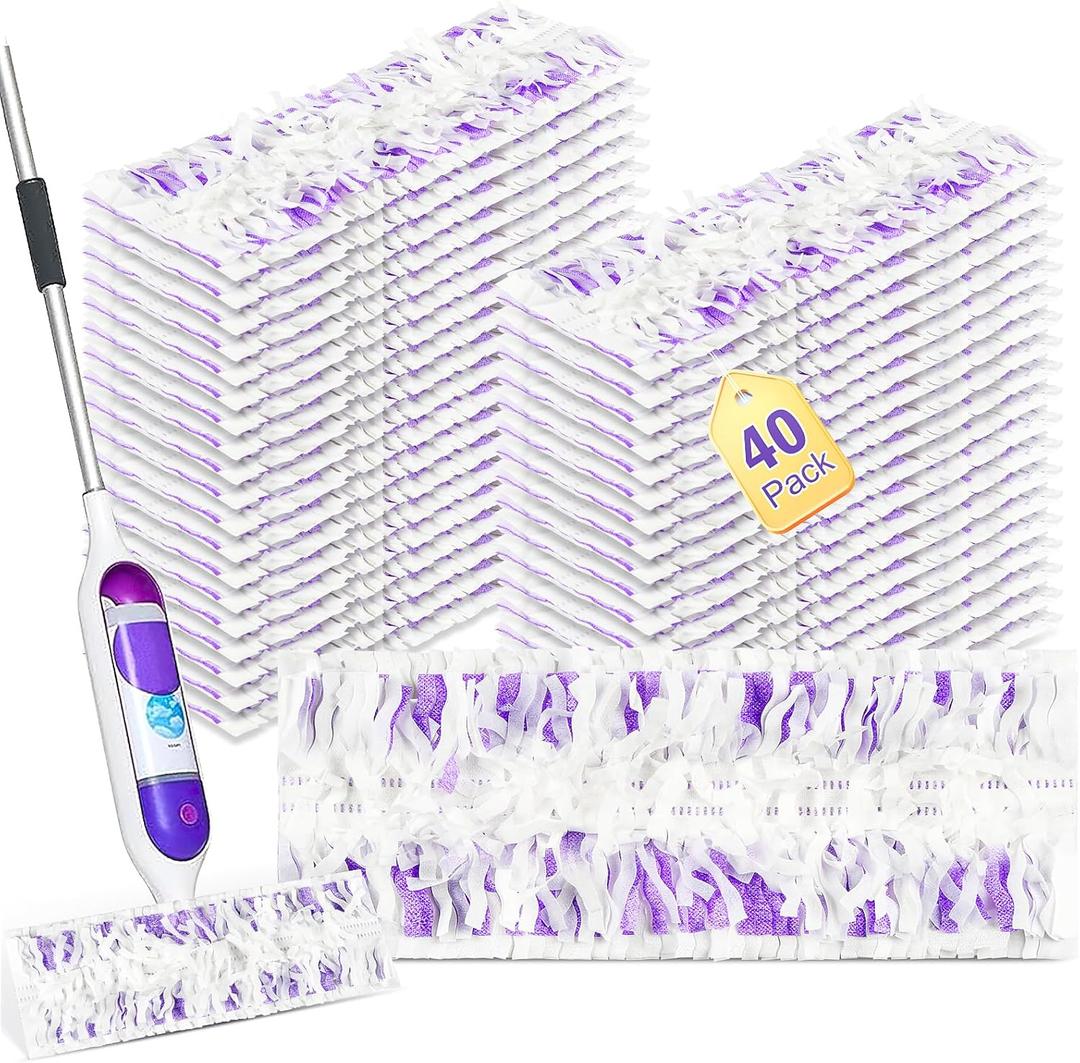 40 Pack Disposable Refill Pads for Power Mop Multi-Surface and for PowerMop Wood Mop, Repalcement Spray Mopping Pads for All Safe Floors