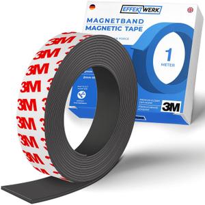 EWerk - Magnetic Tape Roll - 3.3' / 1 Meter - Extra Thick & Wide Magnet Strips w/Strong Self-Adhesive Backing - Easy to Cut & Stick to Surfaces - Perfect for DIY, Whiteboard & Fridge Organization
