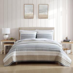 Nautica - King Quilt Set, Reversible Cotton Bedding with Matching Shams, Modern Home Decor for All Seasons (Dover Beige, King)