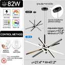Modern Sputnik Chandelier Ceiling 82W LED Black Pendant Light Embedded Mount Chandeliers Dining Room Light Fixtures Over Table Dimmable with Remote Control for Living Room Kitchen Bedroom 31.5 inches, 29.5 inches * 59 inches