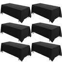 VidaFete Table Cloth 90 * 132inch 6 Pack Rectangle Tablecloth Polyester, Stain Wrinkle Resistant Polyester Dining Table Cover for Kitchen Dinning Party Wedding Rectangular Tabletop Decoration(Black)