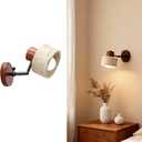 Zelipan Faux Travertine Wall Sconce, 4.7" Hardwired Wall Mounted Light, 180° Rotatable Mid Century Modern Marble Lamp for Bedroom, Bedside, Reading (E26 Bulb Not Included)