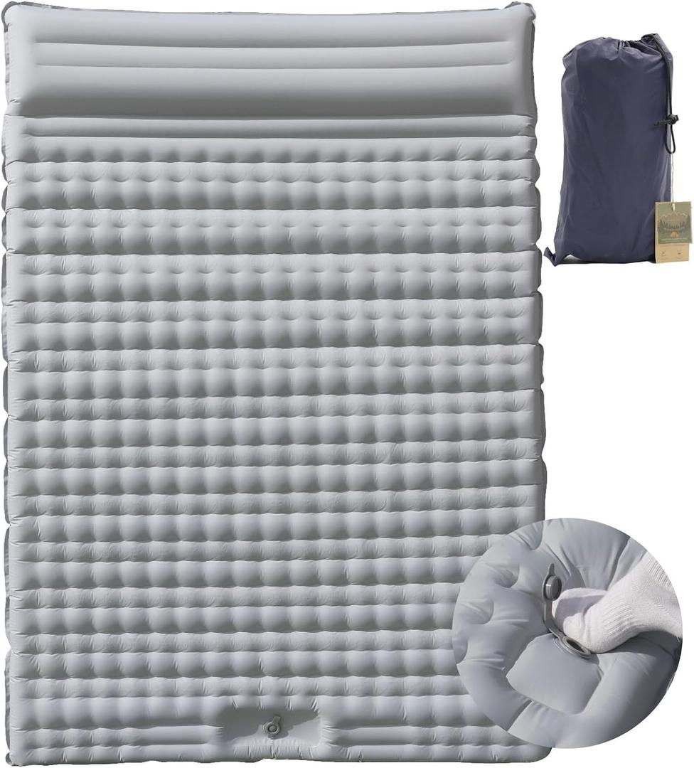 HI FINE CARE Double Camping Pad for 2 Person  Inflatable Sleeping Pad for Tent Camping & Backpacking  Lightweight, Waterproof & Quick Inflation  4 Thick for Camping, Travel & Guests