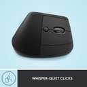Logitech Lift Vertical Ergonomic Mouse, Wireless, Bluetooth or Logi Bolt USB Receiver, Quiet clicks, 4 Buttons, Compatible with Windows/macOS/iPadOS, Laptop, PC - Graphite