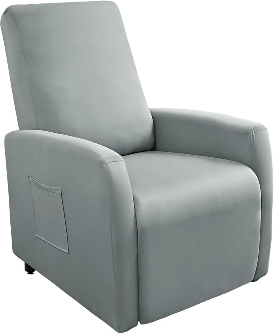 Recliner Chair Covers 4 Pieces Waterproof Small Recliner Sofa Slipcover Stretch Recliner Slipcover for Lazyboy Recliner Chair with Storage Pocket Furniture Protector for Living RoomGrey