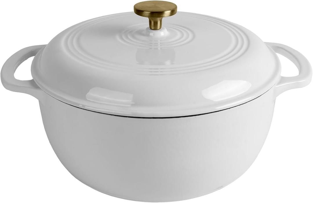 Premium Enameled Cast Iron Dutch Oven for Bread Baking | Non-Stick 2QT Oval Bread Oven with Lid | Perfect for Sourdough, Loaf, and Artisan Baking (Round White, 5.5 QT)
