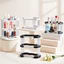 Corner Bathroom Counter Organizer, Perfume Skincare Organizers and Storage Countertop, Makeup Shelf for Vanity Dresser, Tiered Counter Top Skin Care Holder, 2 Tier, Black