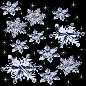 Boao 35 Pieces Christmas Snowflakes Ornaments DIY Acrylic Snowflakes Crystal Xmas Tree Pendant Winter Hanging Snow Theme Decoration(Clear)