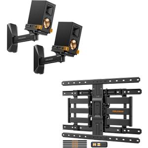 Perlegear Speaker Wall Mounts and Ultra Slim TV Wall Mount 1.1" Low Profile for 42-90" TVs,