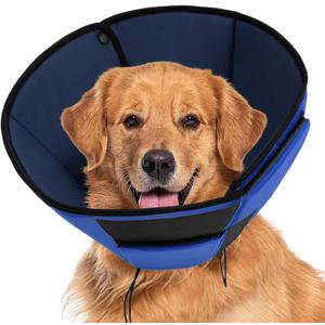 Large Dog Soft Cone Recovery Collar, Comfortable Dog Head Cone Collar for Large Dogs, Pet Surgery Cone Soft Neck Protector, Blue L