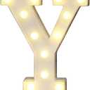 Pooqla LED Marquee Letter Lights Sign, Light Up Alphabet Letter for Home Party Wedding Decoration Y (Warm White)