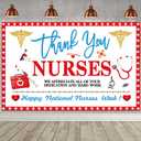 8x6 FT Thank You Nurses Backdrop Happy National Nurses Week Photography Background Nurse Appreciation Week Banner Decorations Indoor Outdoor Hospital Doctor Party Supplies