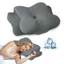 Cervical Neck Pillow for Sleeping,Memory Foam Pillows for Neck Pain Relief,Ergonomic Neck Support Contour Pillow for Side Back Stomach Sleepers,Orthopedic Breathable Pillowcase(Dark Grey)