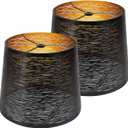 Metal LampShade 7.9x9.8x7.9 inch Set of 2, Replacement Barrel Lamp Shade for Table Lamp, with pattern Horizontal Stripes