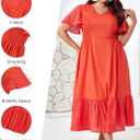 Plus Size Vacation Dresses for Women 2025 Summer Beach Dress Elegant Hollow Out Boho Dress with Pockets (Orange, XL)