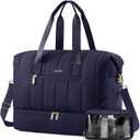 LOVEVOOK Travel Duffle Bag,Puffer Weekender Bags For Women with Shoe Compartment,42L Carry On Overnight Duffel Bag For Airplanes,Hospital Bag for Labor and Delivery,2Pcs Set (Navy Blue)