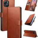 Wallet Case for iPhone 15 6.1" with RFID-Blocking Credit Card Holder, PU Leather Folio Flip Cover Women Men Protective Phone Case Compatible with Apple 15, Light Brown