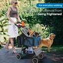 2-in-1 Foldable Pet Stroller with Canopy, 4 Wheels Pet Strolling Cart for Small/Medium Dogs and Cats with Removable Carrier,Breathable Mesh,Mom Tote Bag,Cup Holders,Easy Assembly,Grey+ Green