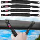 E-cowlboy Roll Bar Grab Handles Paracord Grip Handle for Ford Bronco 2021 2022 2023 2024 2-Door 4-Door Interior Accessories Premium Paracord US Flag (Black 4 Pack)