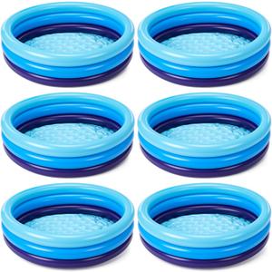 VioraWhite 6 Pack Inflatable Kiddie Pool for Toddlers 34"x10" Blue Blow up Kids Swimming Pool Small 3 Rings Round Baby Pools for Indoor Outdoor Water Game Play Center