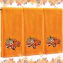 3 Pcs Thanksgiving Hand Towels for Bathroom 13.8 x 29.5 Inch Fall Decorative Bath Towels Sets 100% Cotton Embroidered Pumpkin Autumn Maple Bathroom Decor(Orange,Pumpkin Truck)