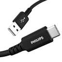 Philips USB A to USB C Cable, 15W 6Ft Type C Charging Cable for iPhone 16 Series, 15 Series, iPad Pro USB C Charger Cord, Type C Charging Power Cord, USB C Phone Charging Cable, Black, DLC4106A/37