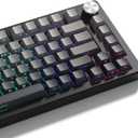 dagaladoo Grey black keycap set 136 key gradient double shot PBT keycaps 75% 100% Shine Through custom keycap cherry profile,Side printed keyboard keycaps Compatible with US Layout Mechanical Keyboard