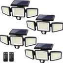 Tuffenough Solar Outdoor Lights 2500LM 210 LED Security Lights with Remote Control,3 Heads Motion Sensor Lights, IP65 Waterproof,270 Wide Angle Flood Wall Lights with 3 Modes(4 Packs)