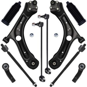 AUQDD 10Pc Front End Suspension Kit Fit For 2012-2019 Volk-swagen Beetle, 12-2022 Passat, 2 Lower Control Arm w/Ball Joint 2 Sway Bar Link 4 Outer Inner Tie Rod End (# 522-837 K80478 EV800899 ES80666)