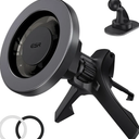 ESR for MagSafe Car Mount, Magnetic Phone Holder for Car Air Vent, Car Phone Holder Mount for iPhone 17/16/16e/15/14/13/12/Samsung, All Smartphones(2 Metal Rings Included),Charging Not Supported