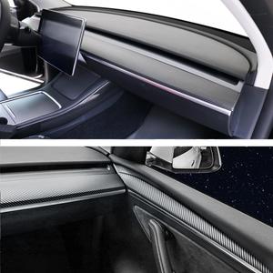 Dashboard Cover Wrap and Front Door Trim Kit -Compatible with Tesla Model Y 2019-2024 & Model 3 2021-2023, Interior Decoration Accessories,Not for Performance (Matte Carbon Fiber Pattern, 4PCS)