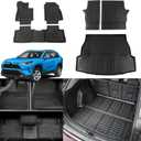 Floor Mats Compatible with 2019-2024 2025 Toyota Rav4 Cargo Liner Trunk Mat TPE All Weather Back Seat Cover Protector 2024 Rav4 Accessories (Trunk Mat+Backrest Mats+Floor Mats)