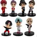 7pcs BTS Cake Toppers Character Set of Action Figures ToysMini Figurines Dolls Birthday Party Supplies Car Desktop BTS Birthday Decorations (D)