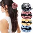 4Pcs Checkered Satin Hair Claw for Women, Multicolored Scrunchies Hair Ties for Teens, Fashion Hair Bands Hair Bow Ropes Ponytail Holders Hair Accessories