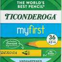 Ticonderoga My First Tri-Write Wood-Cased Pencils, Unsharpened, 2 HB Soft, Without Erasers, Yellow, 36 Count