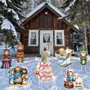 8 Pcs Christmas Nativity Scene Outdoor Yard Signs with Stake, Jesus Birth Manger Scene Religious Christmas Decorations for Lawn Pathway Outdoor Garden Decors