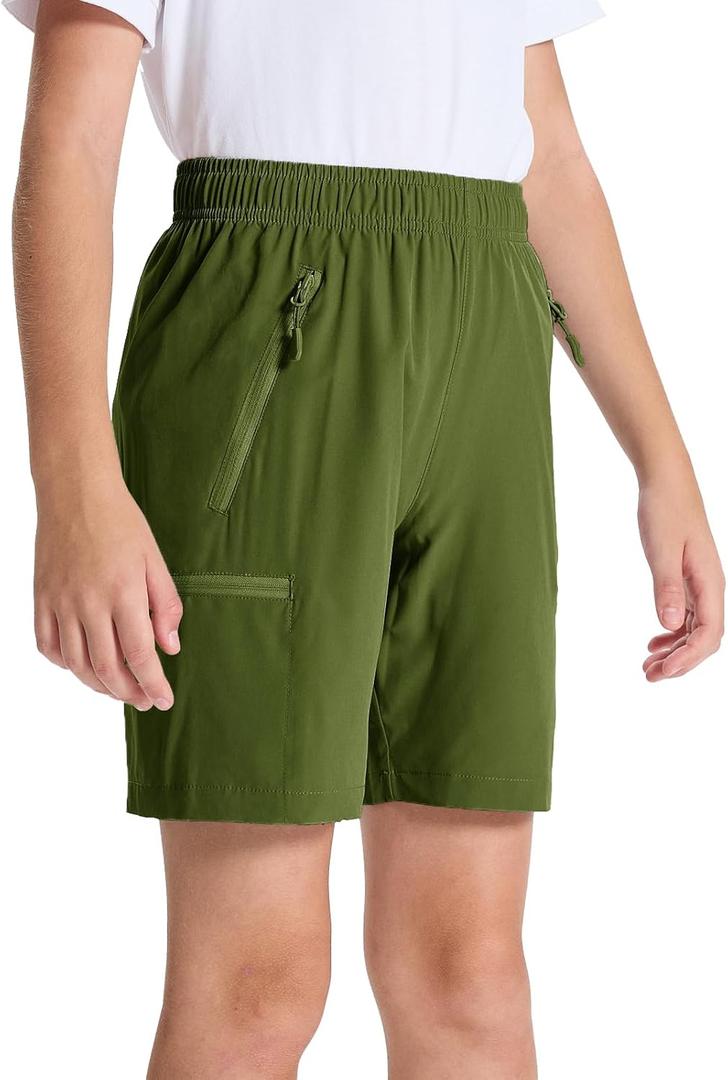 DEVOROPA Youth Boys Hiking Cargo Shorts Lightweight Quick Dry Athletic Running Workout Shorts Water Resistant Zip Pockets (XL)