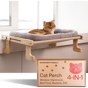 Cat Window Perch for Large Cats  4-in-1 Heavy Duty Hammock Bed  Foldable Window Shelf Seat for Indoor Cats  Elevated Cat Hammock Ledge Cozy Bed Windowsill Perch for Small Dogs
