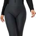 Womens Full Body Rash Guard with Built in Bra Long Sleeve One Piece Swimsuit Upf50+ Zip Front Bathing Suit (Small, Grey/Black)
