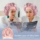 3 x Silk Bonnet for Sleeping Women Double Layer Satin Lined Hair Bonnet for Sleeping Shower Cap for Women with Natural Curly HairMediumBlush Pink-Blush Pink