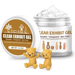 6.5 oz Clear Exhibit Gel for Museum - Removable Clear Museum Putty Wax, Reusable & No Residue Earthquake Putty to Display Your Treasures, Protect Fragile items and Collections from Vibration & Falling