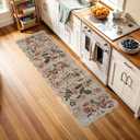 Washable 2x6 Hallway Runner Rug: Vintage Water Resistant Kitchen Rug for Entryway Bedroom Laundry - Ultra Soft Non Slip Low Pile Bathroom Carpet for Modern Farmhouse Decor (2 X 6, Beige-Brown)
