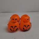 4 Pcs Plastic Pumpkin Buckets Trick or Treat Halloween Candy Baskets with Handle 6.7 x 5.1 Inches Plastic Pumpkin Large Portable Candy Basket for Halloween Trick or Treat Party Supplies