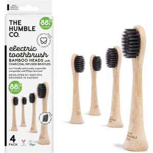 The Humble Co Bamboo Electric Toothbrush Heads Compatible with Philips Sonicare Toothbrushes - Replacement Toothbrush Heads with Soft Bristles - Dental Oral Care & Hygiene - Charcoal Infused Bristles
