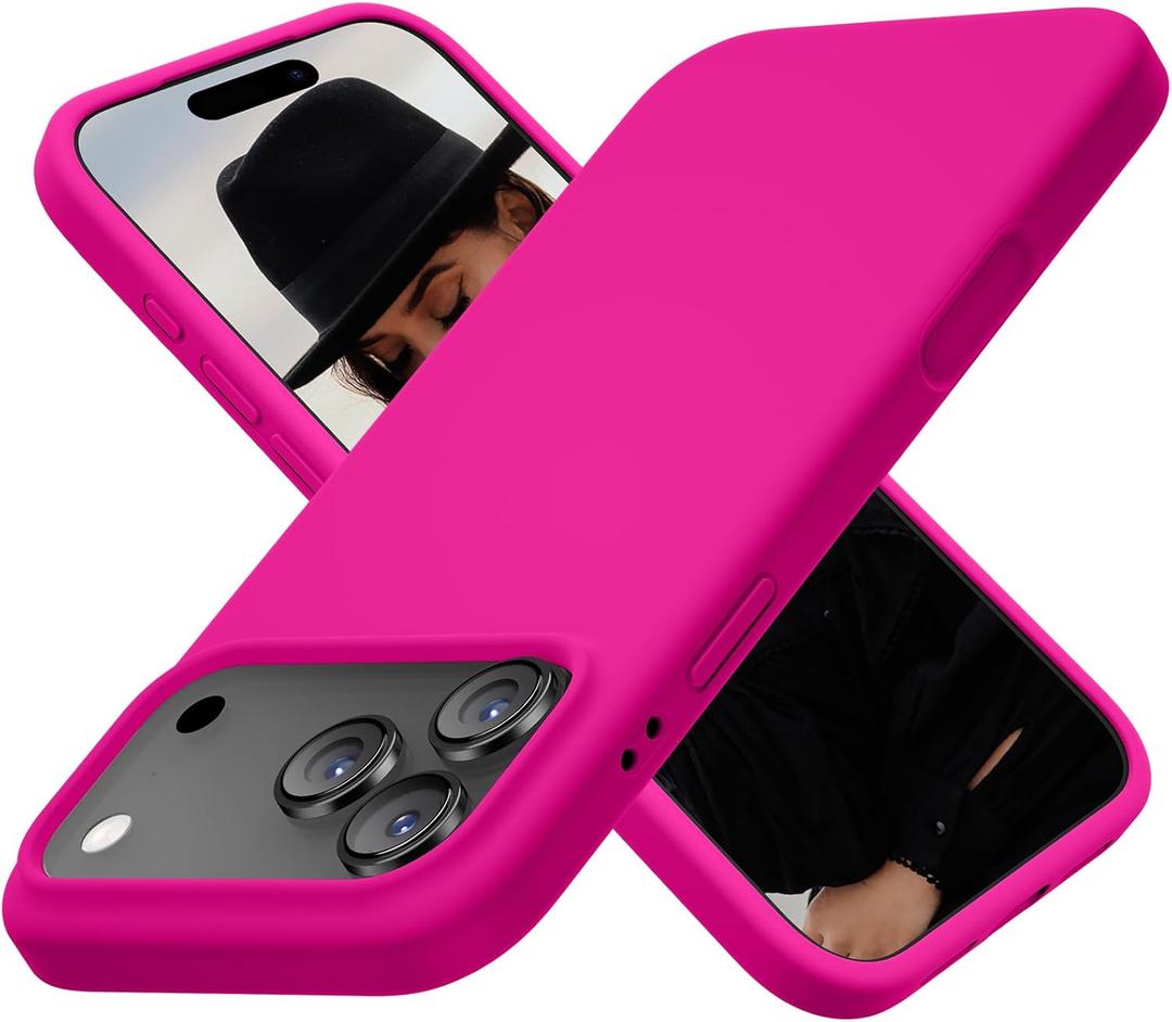 Cordking for iPhone 17 Pro Max Case, Silicone Ultra Slim Shockproof Protective Phone Case with [Soft Anti-Scratch Microfiber Lining], 6.9 inch, Hot Pink