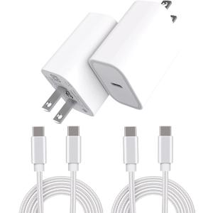 I Phone Charger 2 Pack 30W PD USB C Wall Fast Charger Adapter with 6FT Nylon USB-C to USB-C Cable Compatible for iPhone 16 Series/15 Series/iPad Pro/AirPods/Samsung Galaxy S24 Ultra/S23/S22/S21/S20
